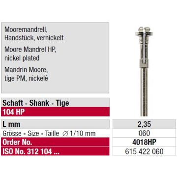 Edenta Moore mandrel 4018HP (6 stk) 