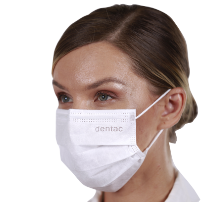 Munnbind med strikk - Hvit (50stk) IIR