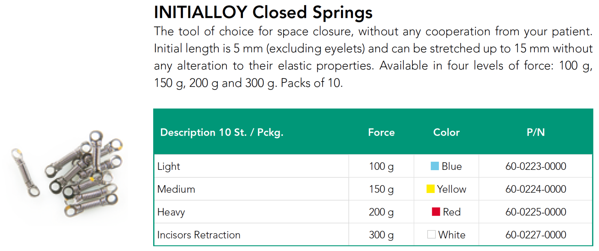 Initialloy Closed Spring, 10 pk